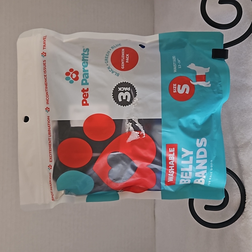NWT Pet Parents Belly Bands Gentleman 3 Pack Black Green Blue Washable Sz S